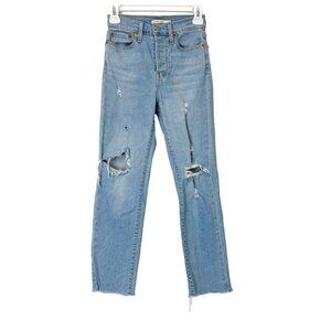 Levis Wedgie Straight Jeans Womens Size 24 Ankle Baggy Distressed